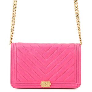 CHANEL Authentic Pink Logo Wallet